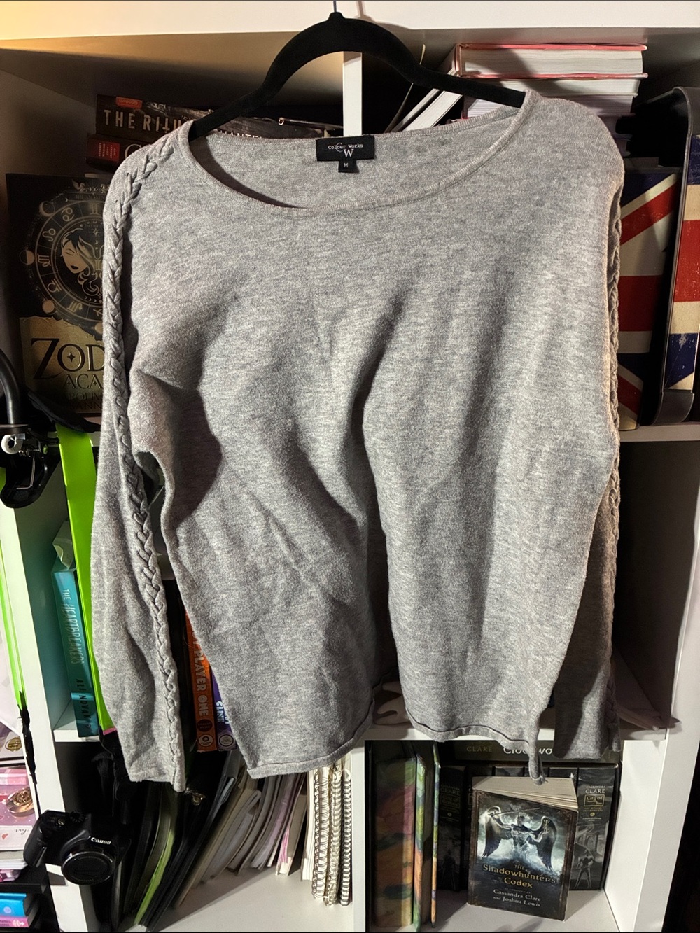 Braid sleeve sweater